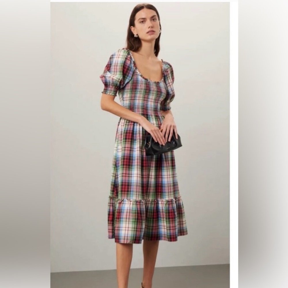 Hill House Vibrant Plaid Midi Dress